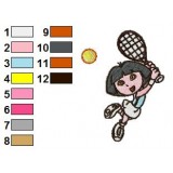 Dora Playing Tennis Embroidery Design